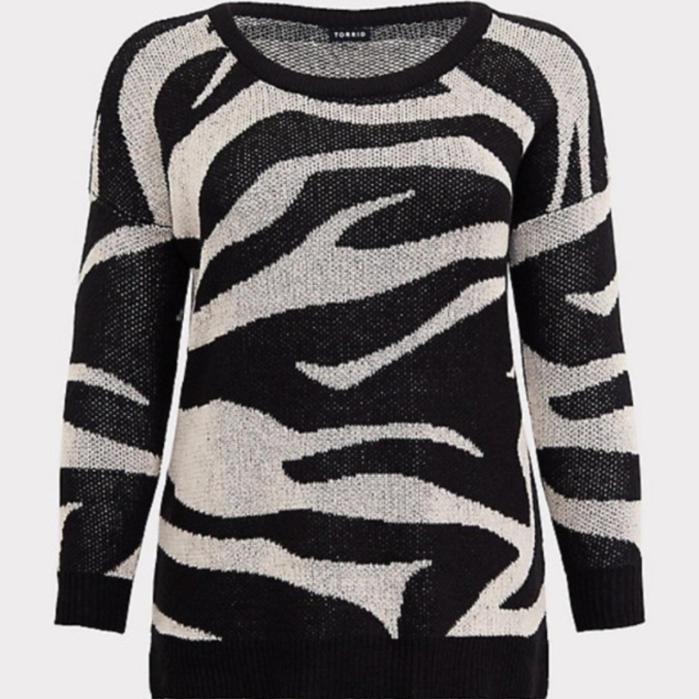 Zebra Jacquard Pullover Sweater